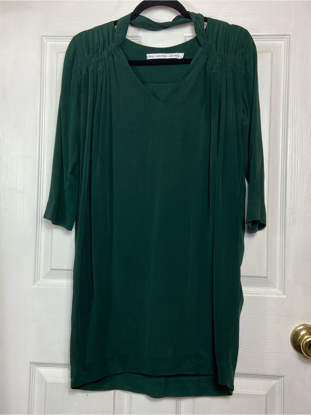 & Other Stories Hunter Green Long-Sleeve V-Neck Dress